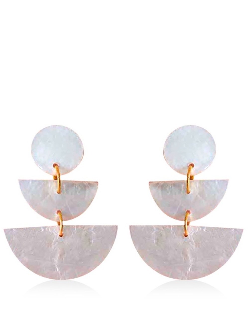 White Coconut Shell Renata Earrings in Goldtone